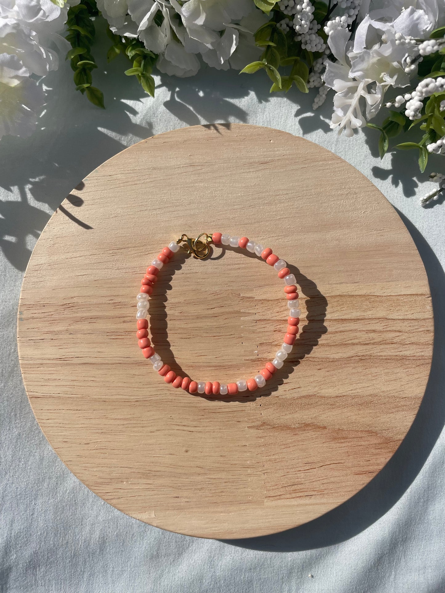 Pumpkin Cream Beaded Bracelet