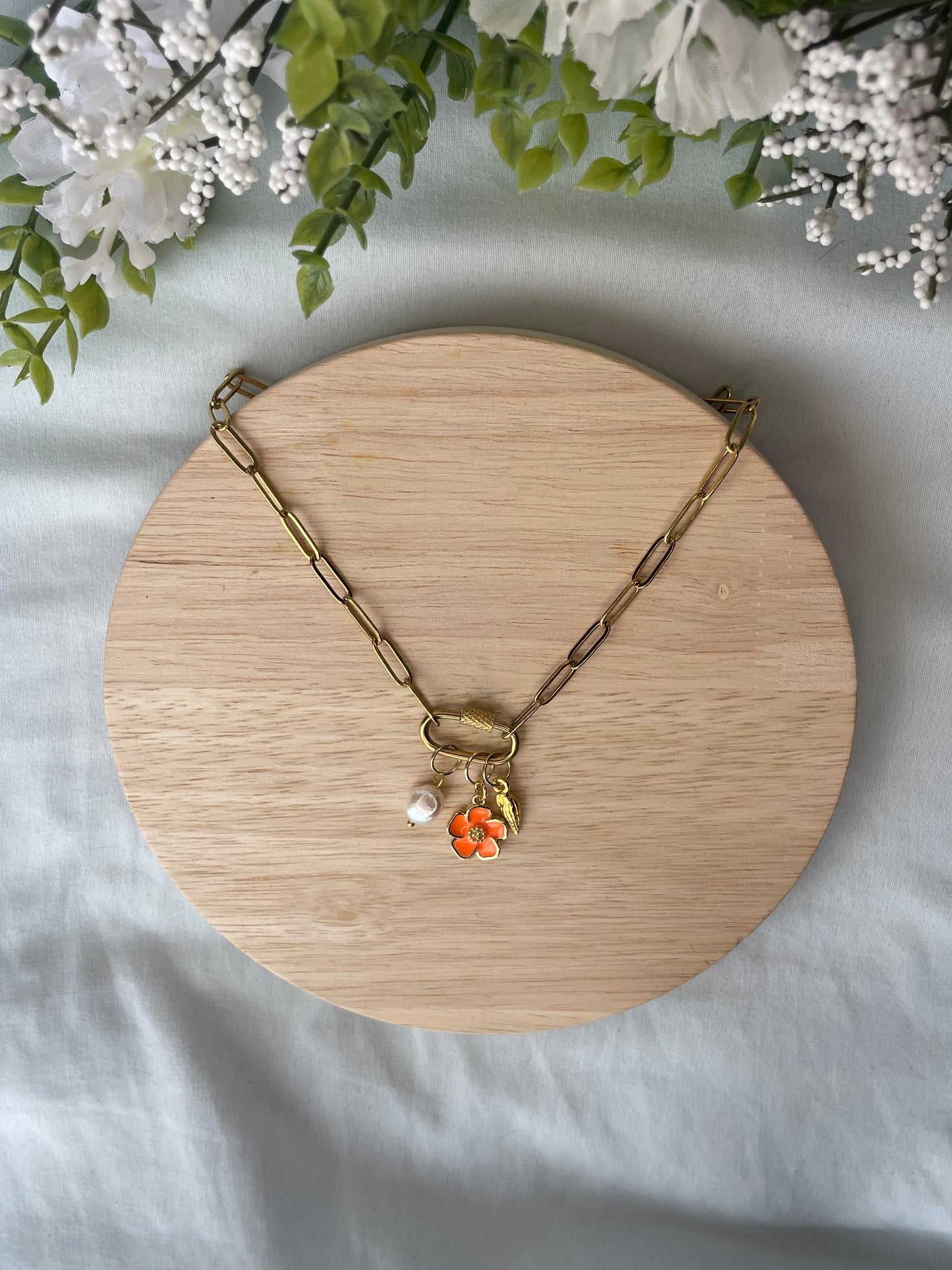 Hibiscus Flower Charm Necklace
