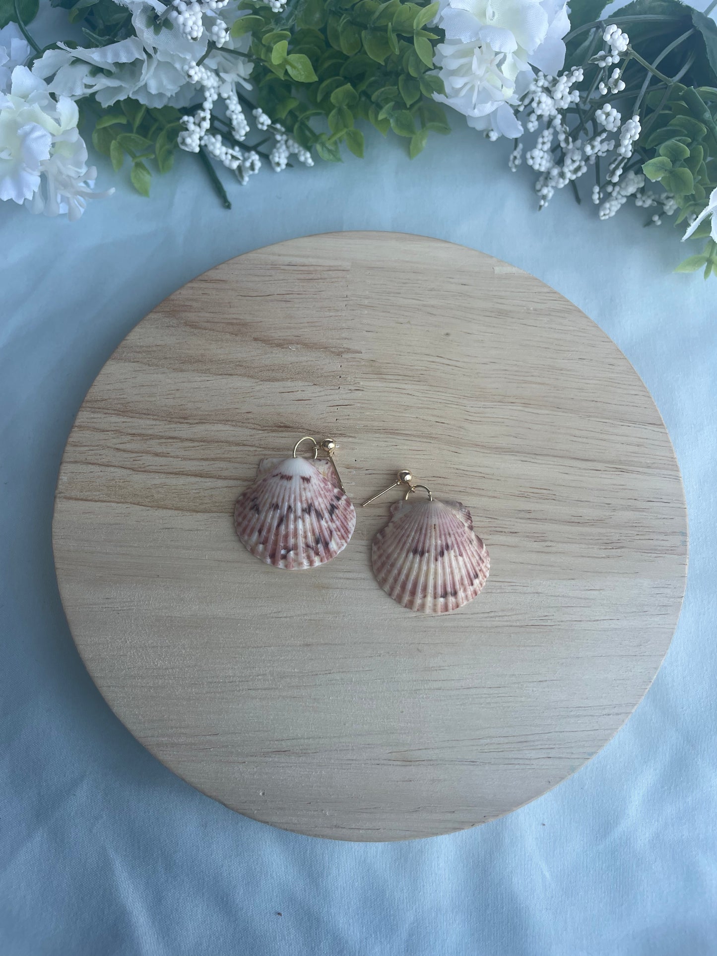 Gold Post Seashell Dangles