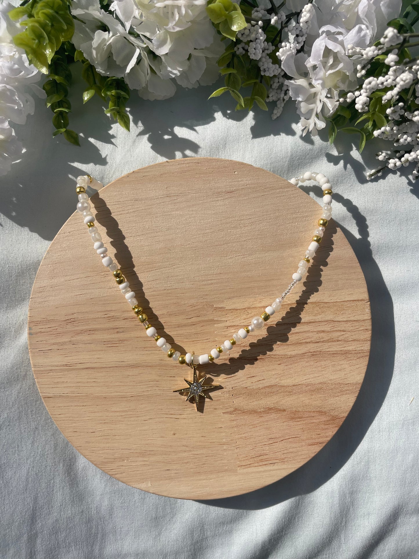 White Star Beaded Necklace