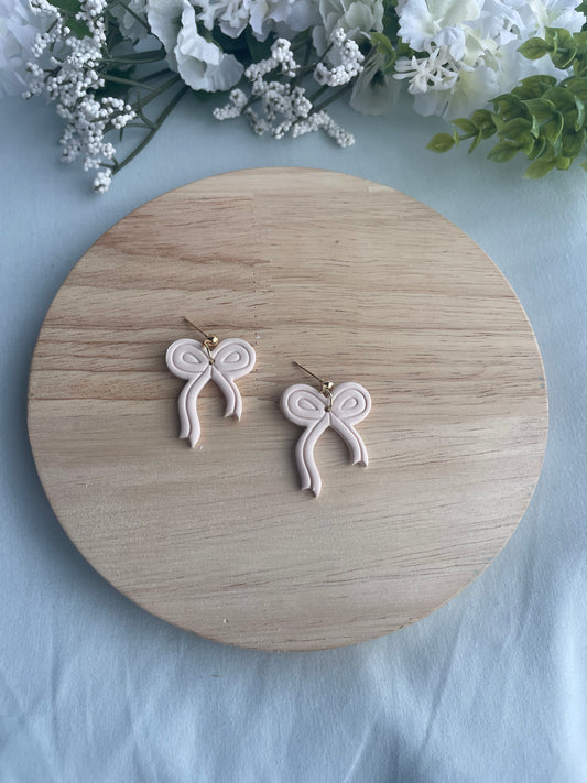 Classy Light Pink Bow Dangles
