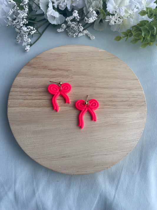 Classy Hot Pink Bow Dangles