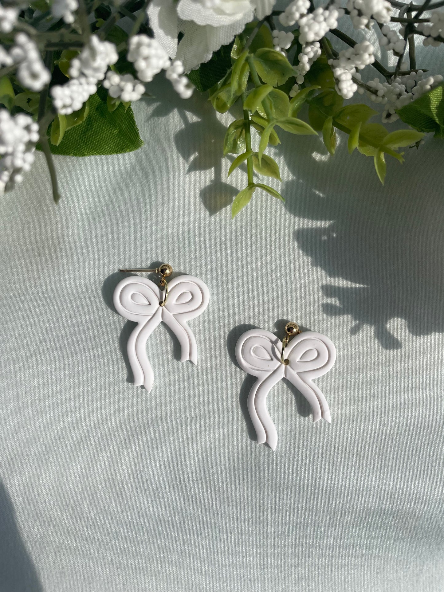 Classy White Bow Dangles