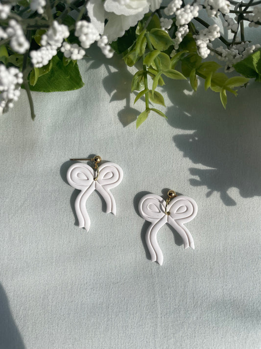 Classy White Bow Dangles