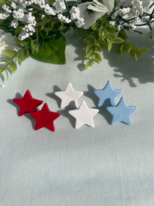 Red, White, and Blue Star Studs Set