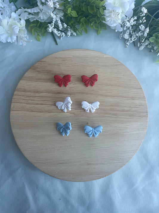 Red, White, and Blue Bow Studs