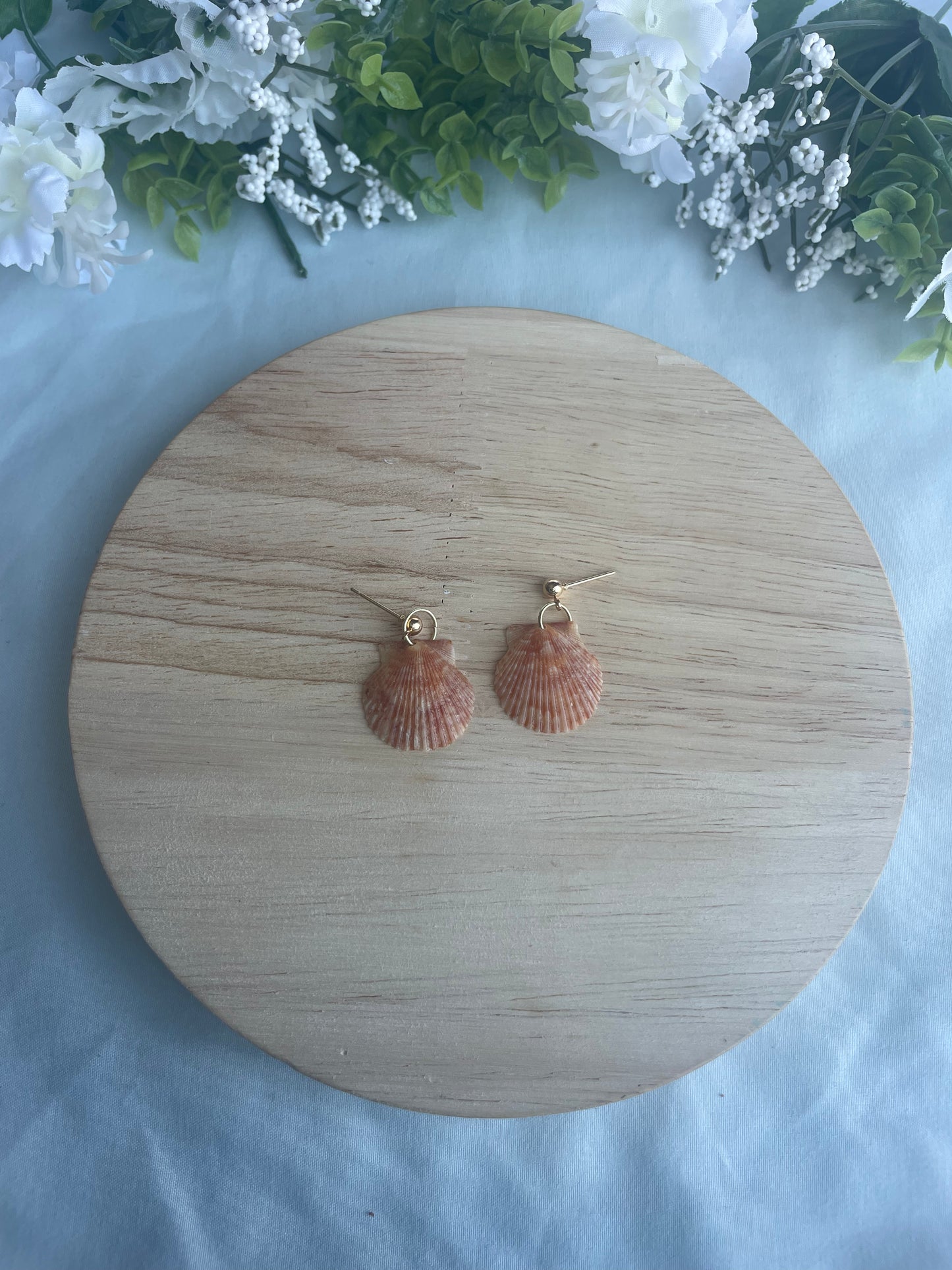 Gold Post Seashell Dangles