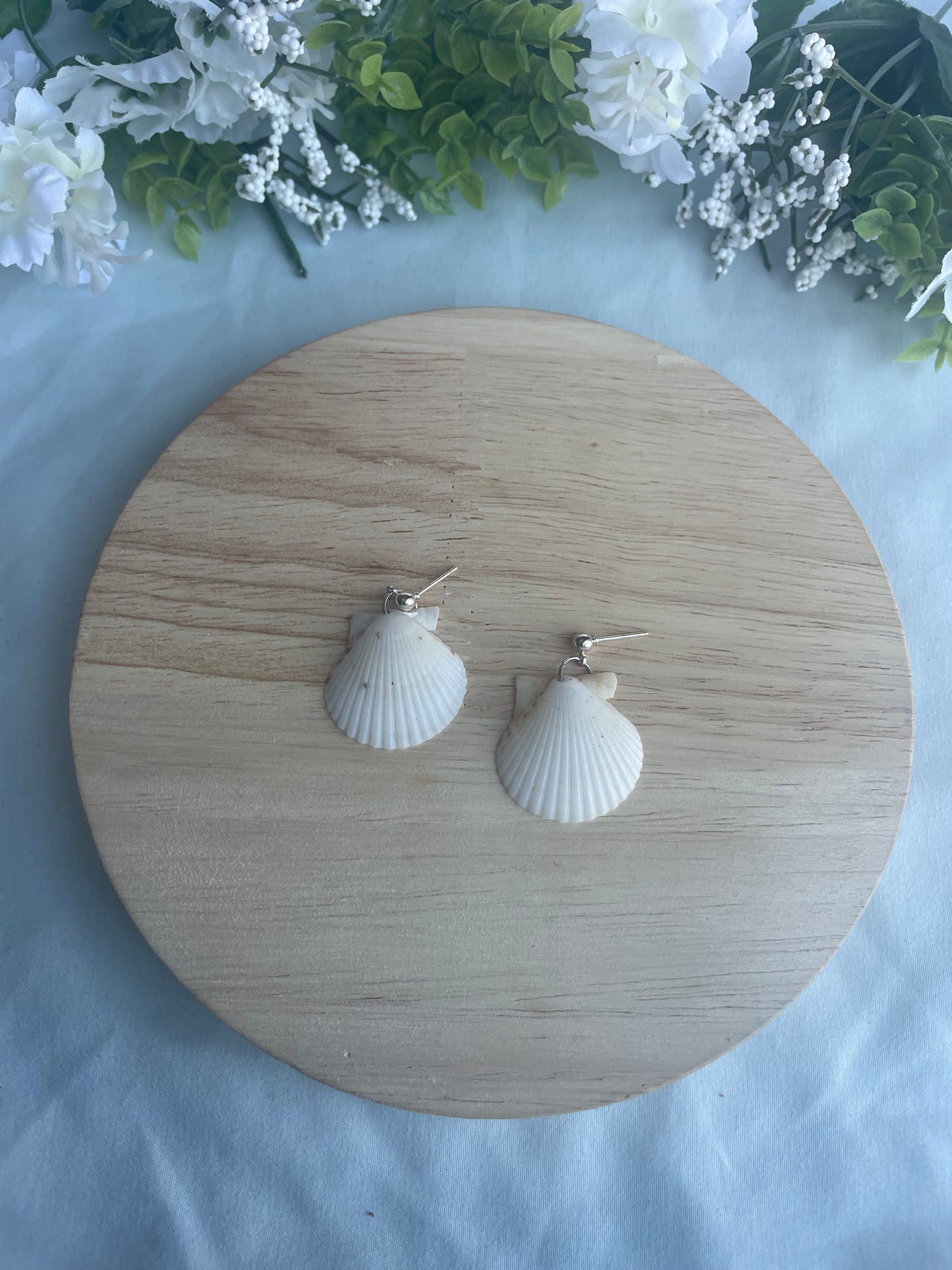Silver Post Seashell Dangles