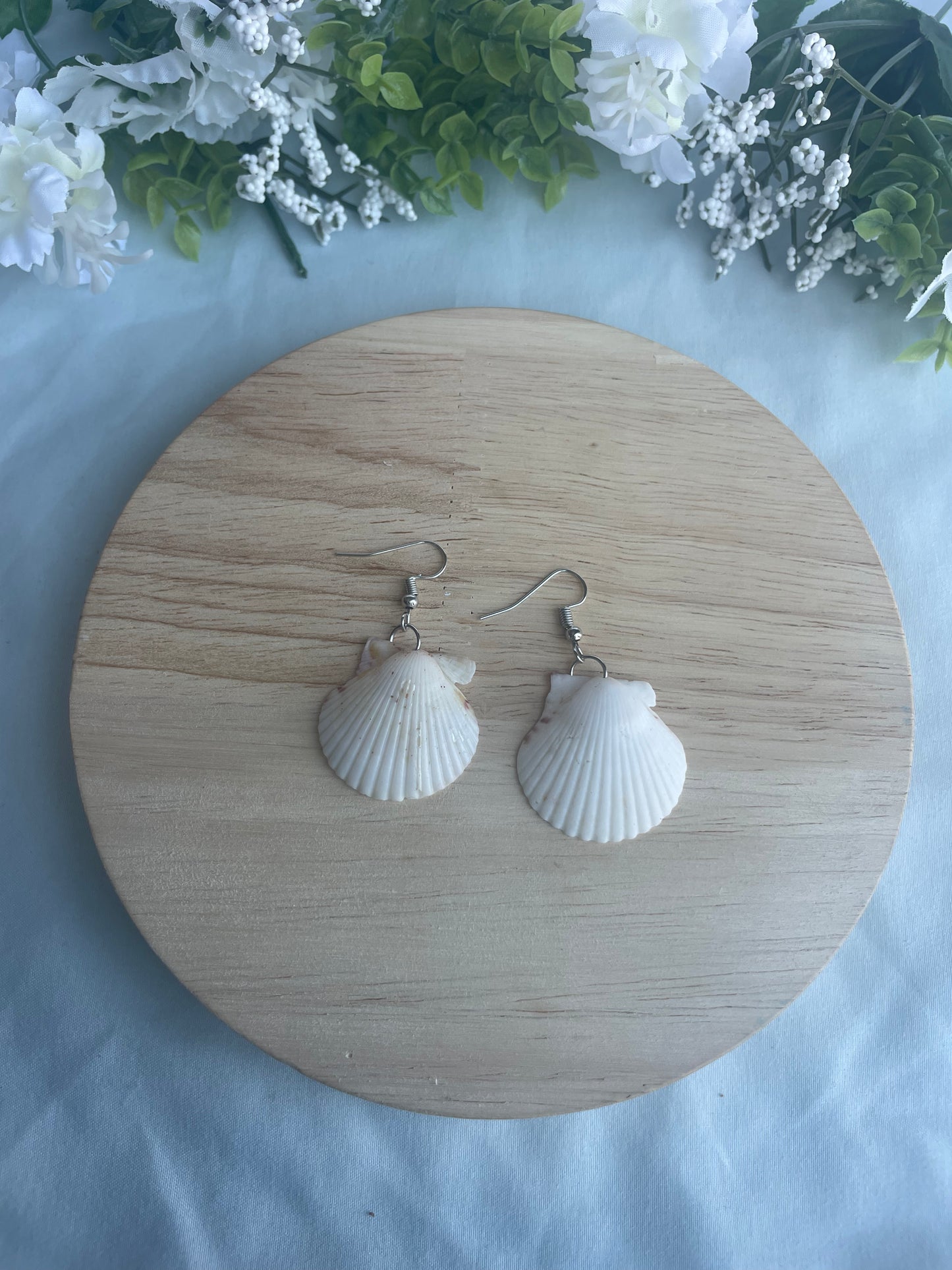 Silver Seashell Dangles