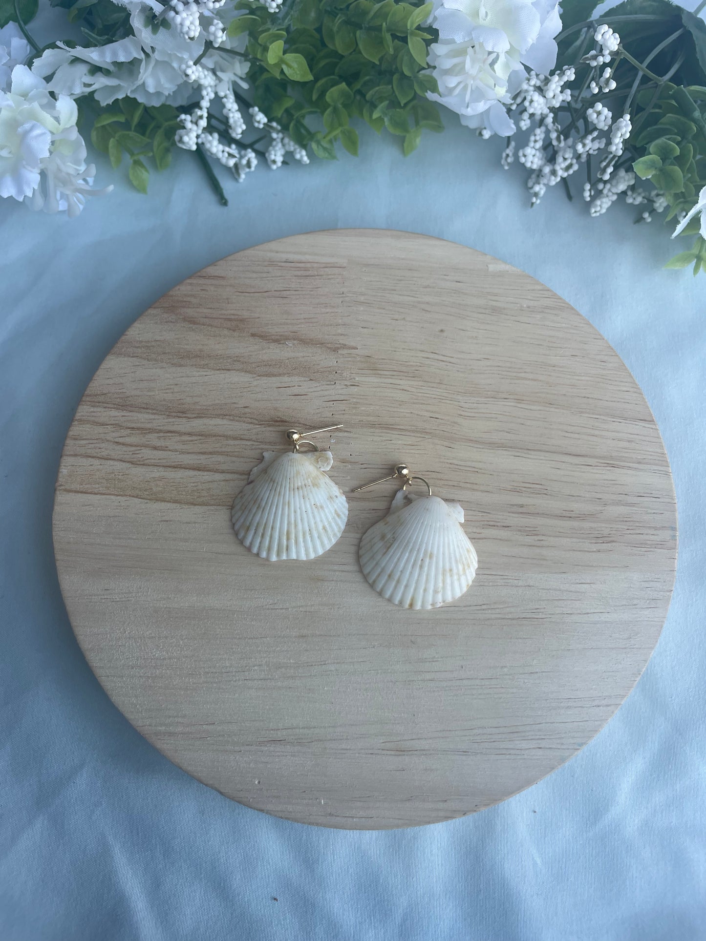 Gold Post Seashell Dangles