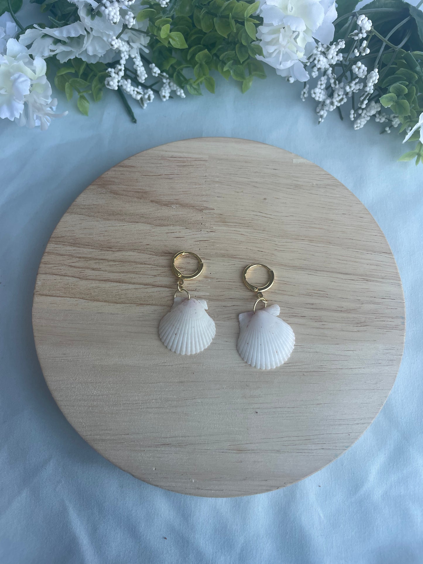 Gold Seashell Hoops